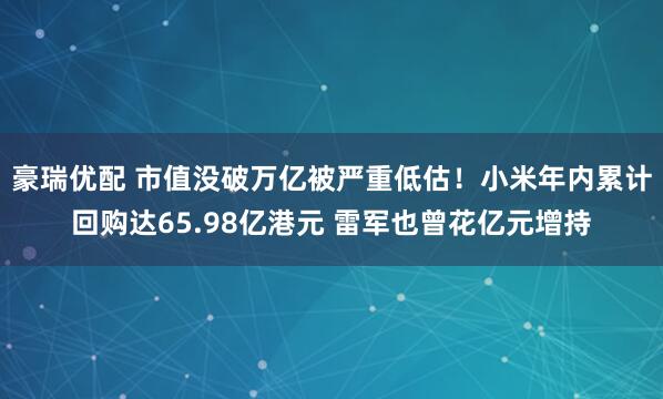 豪瑞优配 市值没破万亿被严重低估！小米年内累计回购达65.98亿港元 雷军也曾花亿元增持
