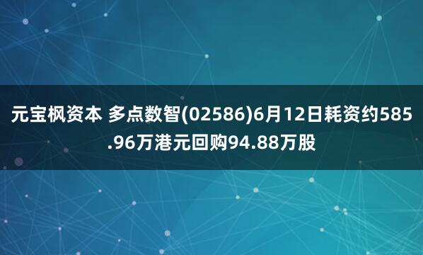 元宝枫资本 多点数智(02586)6月12日耗资约585.96万港元回购94.88万股